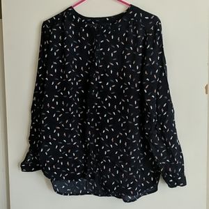 Kitty Cat Print Shirt by Loft Size Large